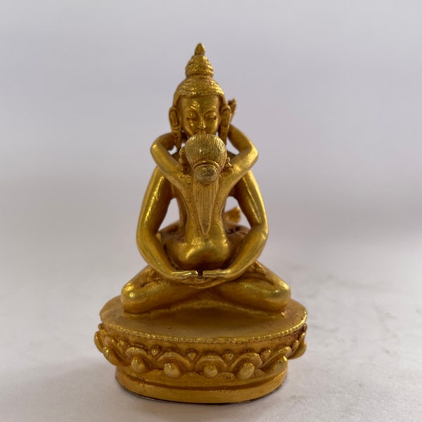 Antique Buddha Shakti Yab -Yum Statues Pure Copper Small Buddha Figurines Statue For Decorative Collections-24k gold platted from Nepal