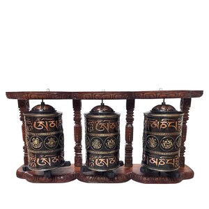 Handmade Buddhist Wall Prayer Wheel | Mantra Inside | Ashtamangala