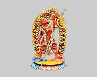 10 cm Handmade Tibetan Buddhist Miniature Statue of Vajrayogini With Thangka Color Finishing