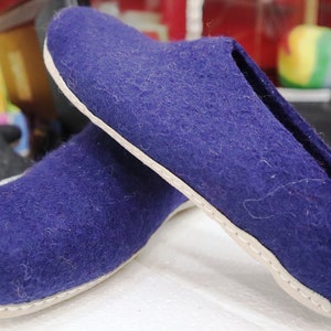Royal Blue Warm Slippers / Wool Boots / Boiled natural slippers / Unisex Felt Shoes & slippers