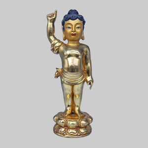 Miniature Baby Buddha Statue | Siddhartha Gautama With 24K Full Gold Gilded | Delicate Home Decor Accent for Inner Peace | Buddhist Statues