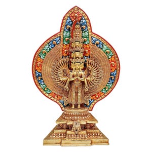 Handmade Gold-Plated Avalokiteshvara Statue: Buddhist Deity Sculpture