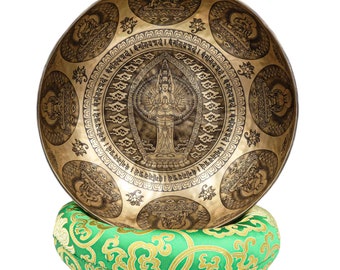 Handmade Avalokiteshvara Singing Bowl: Spiritual Meditation Tool