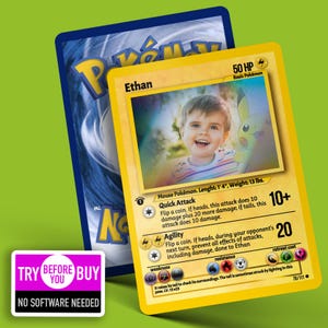 Pokemonkaarten Aangepaste Pokemon-kaartsjabloon: maak je eigen Pokemon Play Card aangepaste afdrukbare digitale instant download, online bewerkbare pdf