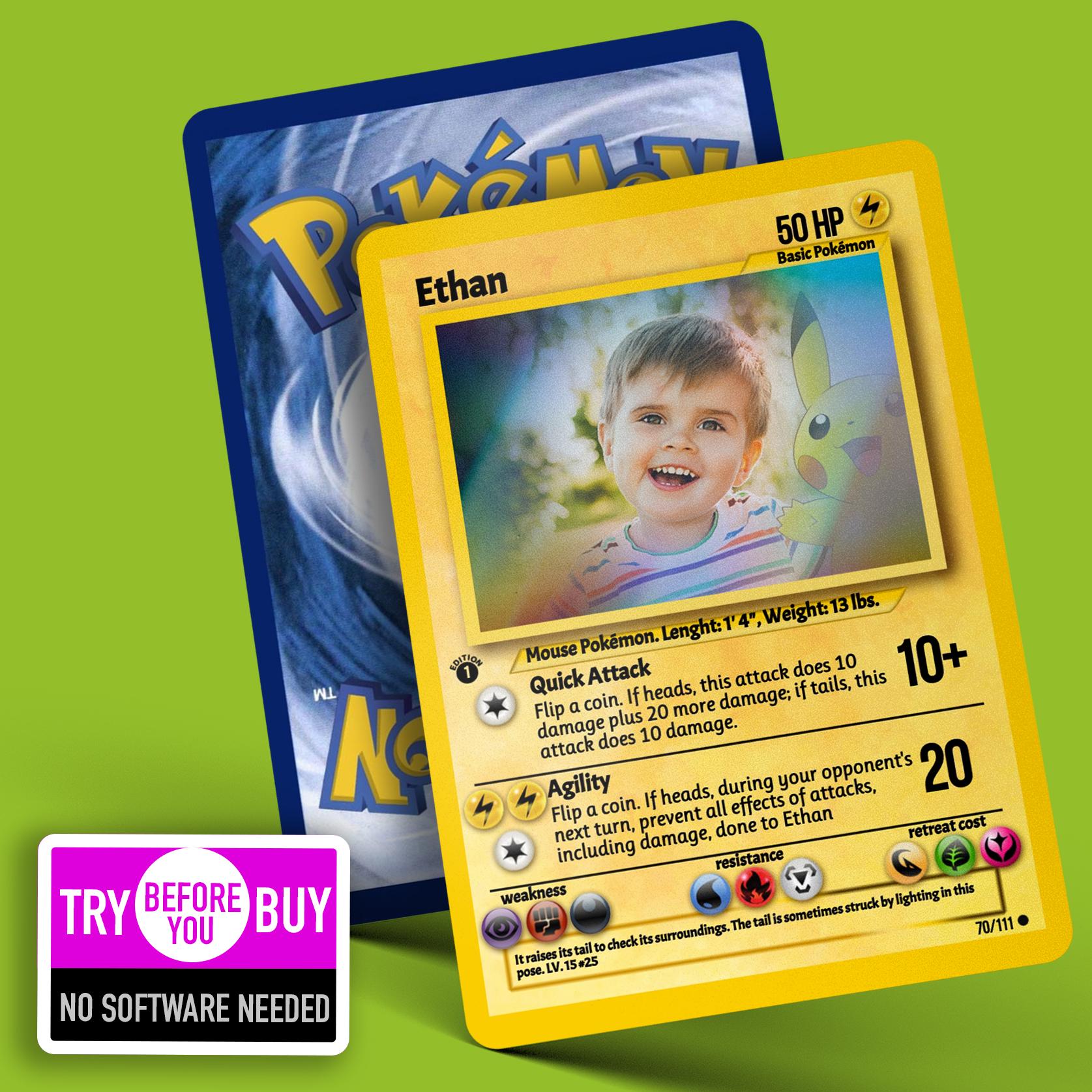 Pokemonkarten Benutzerdefinierte Pokemon Kartenvorlage - Erstellen Sie Ihre eigene Pokemon Spielkarte benutzerdefinierte Printable Digital Sofortdownload, online bearbeitbare PDF