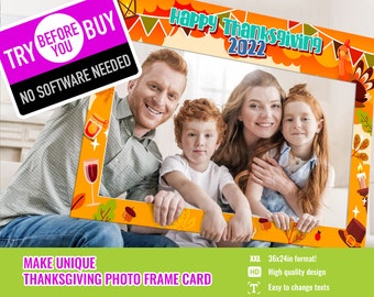 Thanksgiving Photo Booth Frame Template | Editable 36x24 (Digital Download)
