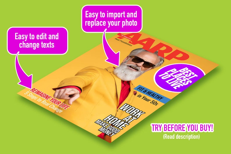 DIY AARP Magazine Cover Sign Birthday Cover Grandfather #39 s