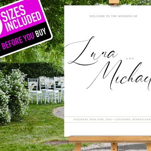 LUNA Theme | Wedding Welcome Sign, Welcome Wedding Sign, Script Wedding Welcome Sign, Modern Wedding Signs, Large Sign - Elegant minimalist