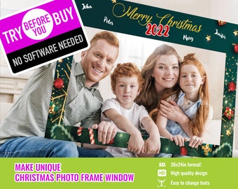 Christmas Photo Booth Frame Template | 24x36 Editable Poster (Digital Download)