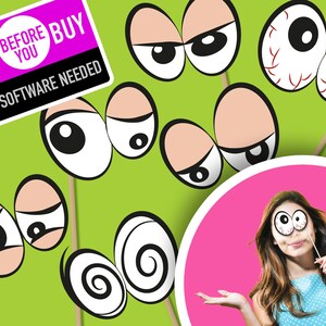 EYES Photo Booth Props, Photobooth Prop Face expression, icon Birthday Party Decor Template, Picture Frame Digital Download, Printable