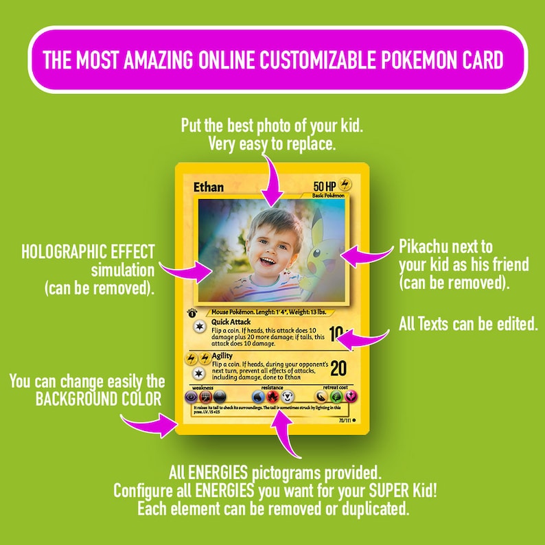 Pokemon Karten Benutzerdefinierte Pokemon Karte Erstellen Sie Ihre eigene Pokemon Spielkarte