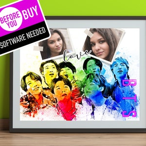 BTS Poster, Custom photo Bts photocard, Customizable Editable Instant download Print RM V Namjoon Jin Suga Jhope Jimin Taehyung Jungkook