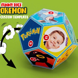 Pokemon DIY Dice, 12 faces avec photo personnalisée - Modèle numérique
