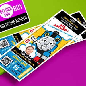Thomas The Train Ticket, Thomas the train birthday, Thomas the train Invitation, Ticket train invitation, Train birthday instant download