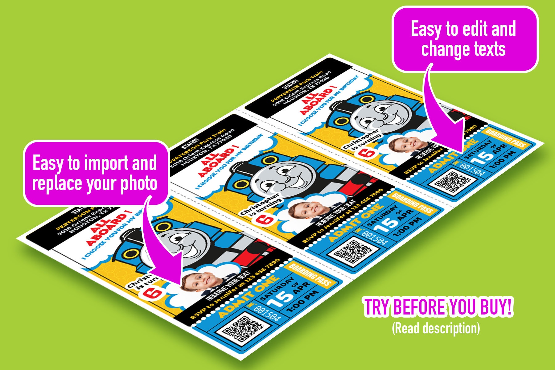 Thomas the Train Ticket Thomas the Train Birthday Thomas the Etsy