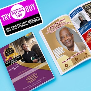 Church Souvenir Book Ad DIY Photo Templates, Editable Congratulations Booklet, Size: 8.5x11 in, Pdf-Jpg-Png Instant Downloads | Single Sheet