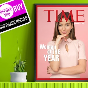 DIY TIME Magazine Cover, Sign, birthday Cover Sign, Mother&#39;s day original gift, Poster, Printable Digital Instant Download Woman Of The Year