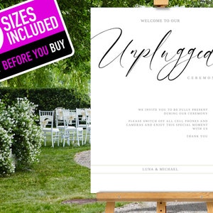 LUNA Theme | Wedding Unplugged Ceremony Sign, Wedding Welcome Sign Template, Large Wedding Sign Instant Download - Modern Elegant minimalist