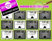 Indoor Detective Game, Printable Scavenger Hunt Clues (Digital Download)