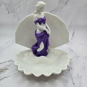 Aphrodite Shell Trinket Holder, Venus Ring Dish, Greek Mythology Vanity Decor Purple Witchcraft