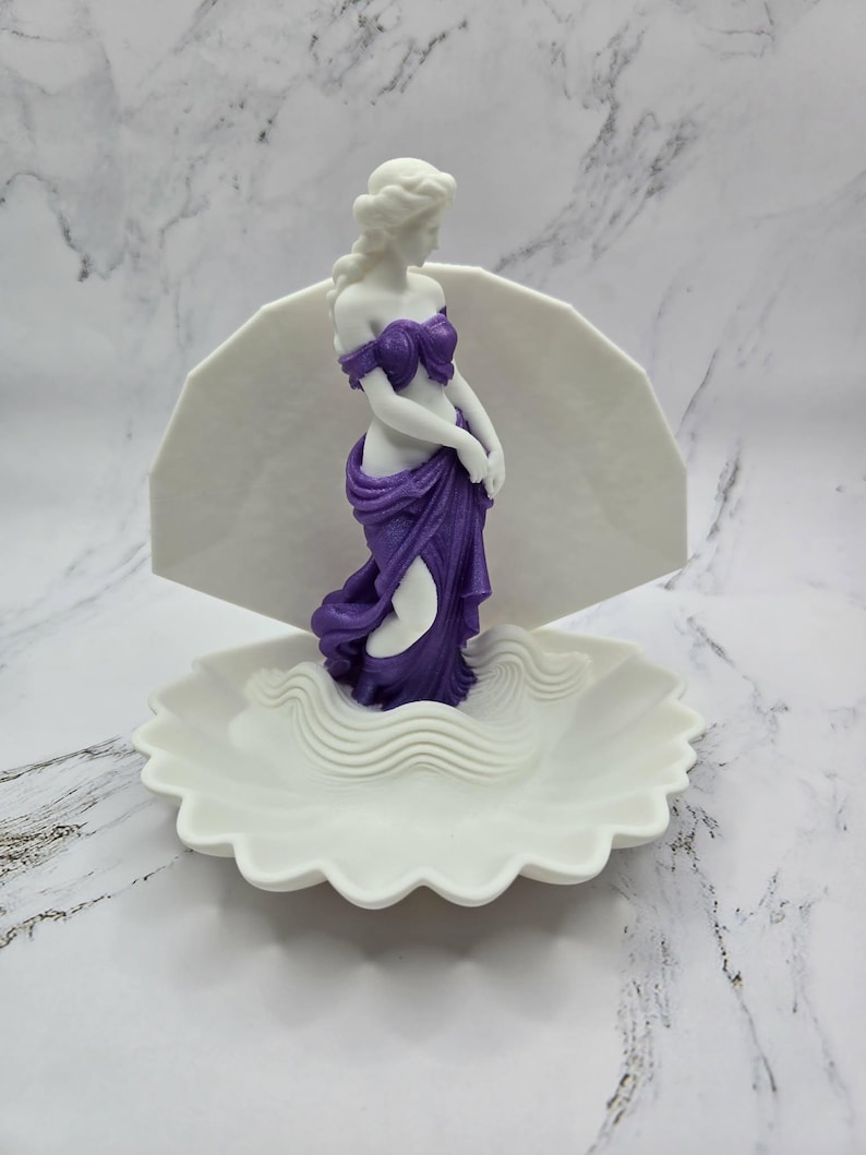 Aphrodite Shell Trinket Holder, Venus Ring Dish, Greek Mythology Vanity Decor Purple Witchcraft