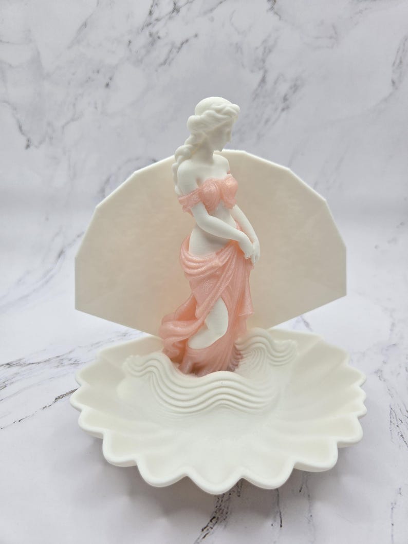 Aphrodite Shell Trinket Holder, Venus Ring Dish, Greek Mythology Vanity Decor Pink Elixir