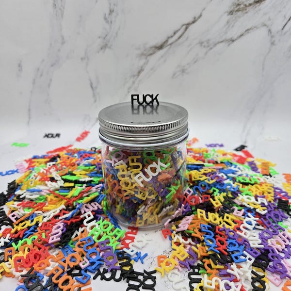 Rainbow "F*ck" Word Jar – Funny Desk Decor, Stress Relief Gag Gift