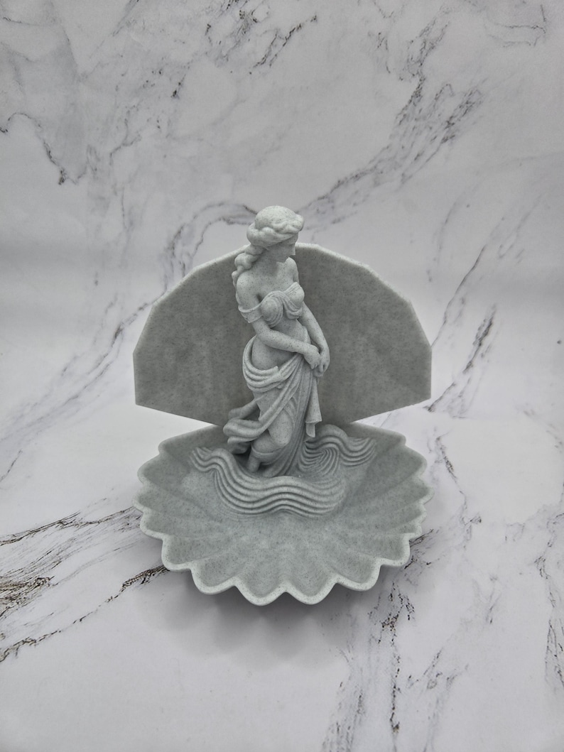 Aphrodite Shell Trinket Holder, Venus Ring Dish, Greek Mythology Vanity Decor Marble