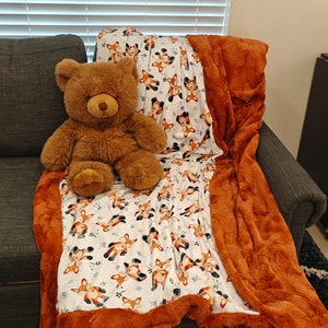 Woodland Fox Minky Blanket The Perfect Blanket for All Ages Throw Blanket Couch Snuggle image 1