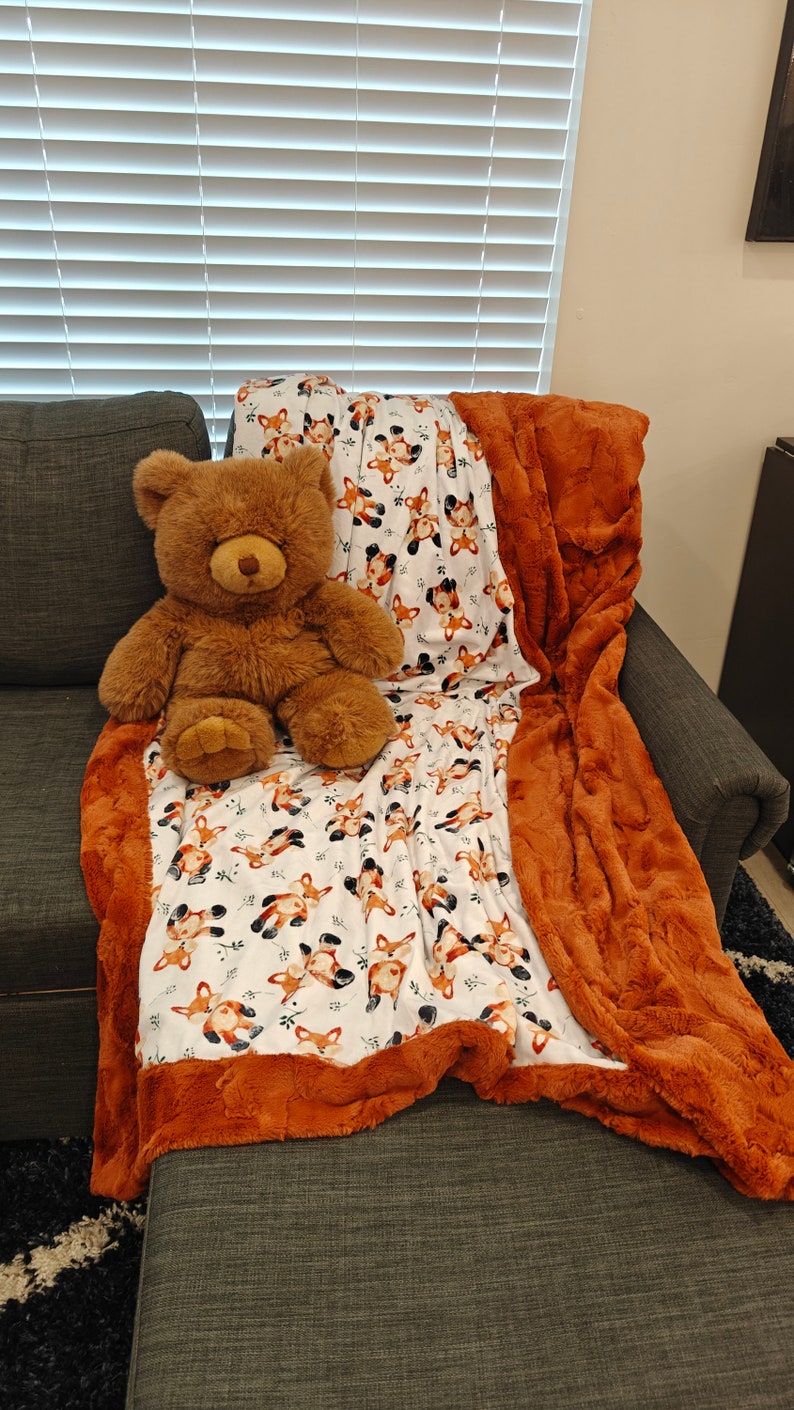 Woodland Fox Minky Blanket The Perfect Blanket for All Ages Throw Blanket Couch Snuggle zdjęcie 1