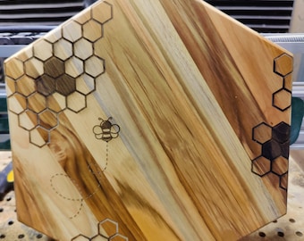 Honeycomb Cutting Board | Bee Serving Board | Housewarming Gift | Charcuterie Board | Teak Wood