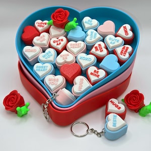 Conversation Heart Fidget Keychain - Clicky Anxiety Relief Toy