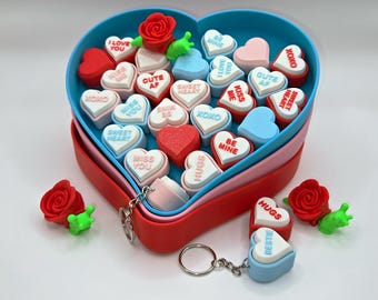 Conversation Heart Fidget Keychain - Clicky Anxiety Relief Toy
