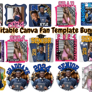 15 Editable Grad Fan Templates for Seniors - Customizable Canva Designs - Instant Digital Download