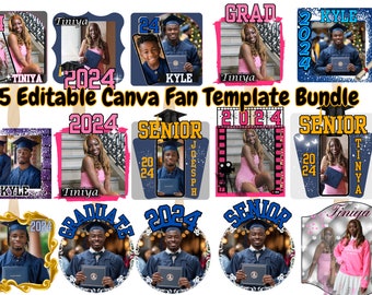 15 Editable Grad Fan Templates for Seniors - Customizable Canva Designs - Instant Digital Download