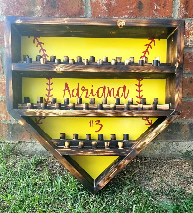 Personalized Softball Ring Display Homeplate Holder 50 Etsy