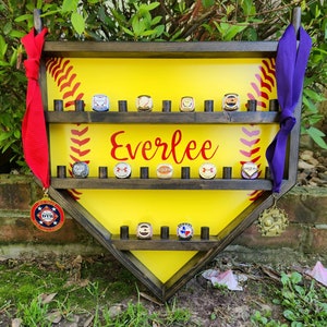 Softball Ring and Medal, Ribbon Display Holder! Personalization!