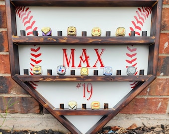 Personalized Baseball Ring Display | Custom Home Plate Ring Holder | Championship Ring Shelf | Baseball Player Gift | Coach Gift | Sports Me
