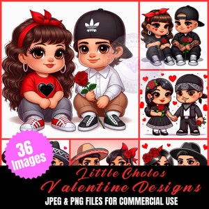 Little Cholo Valentines Designs Bundle (PNG, Digital Images)