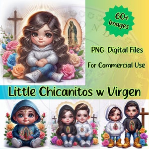 Little Chicanitos w Virgen PNG Digital Images: 60+ Designs (Digital Download)