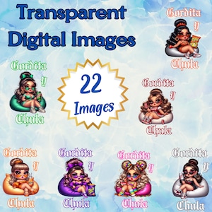 22 transparante digitale afbeeldingen van Gordita y Chula