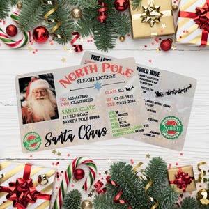 Santa Claus Driver&#39;s License, Santa&#39;s Lost Driver&#39;s License, Santa License, Christmas Decorations, Secret Santa Gift, Fun Gift, Santa ID
