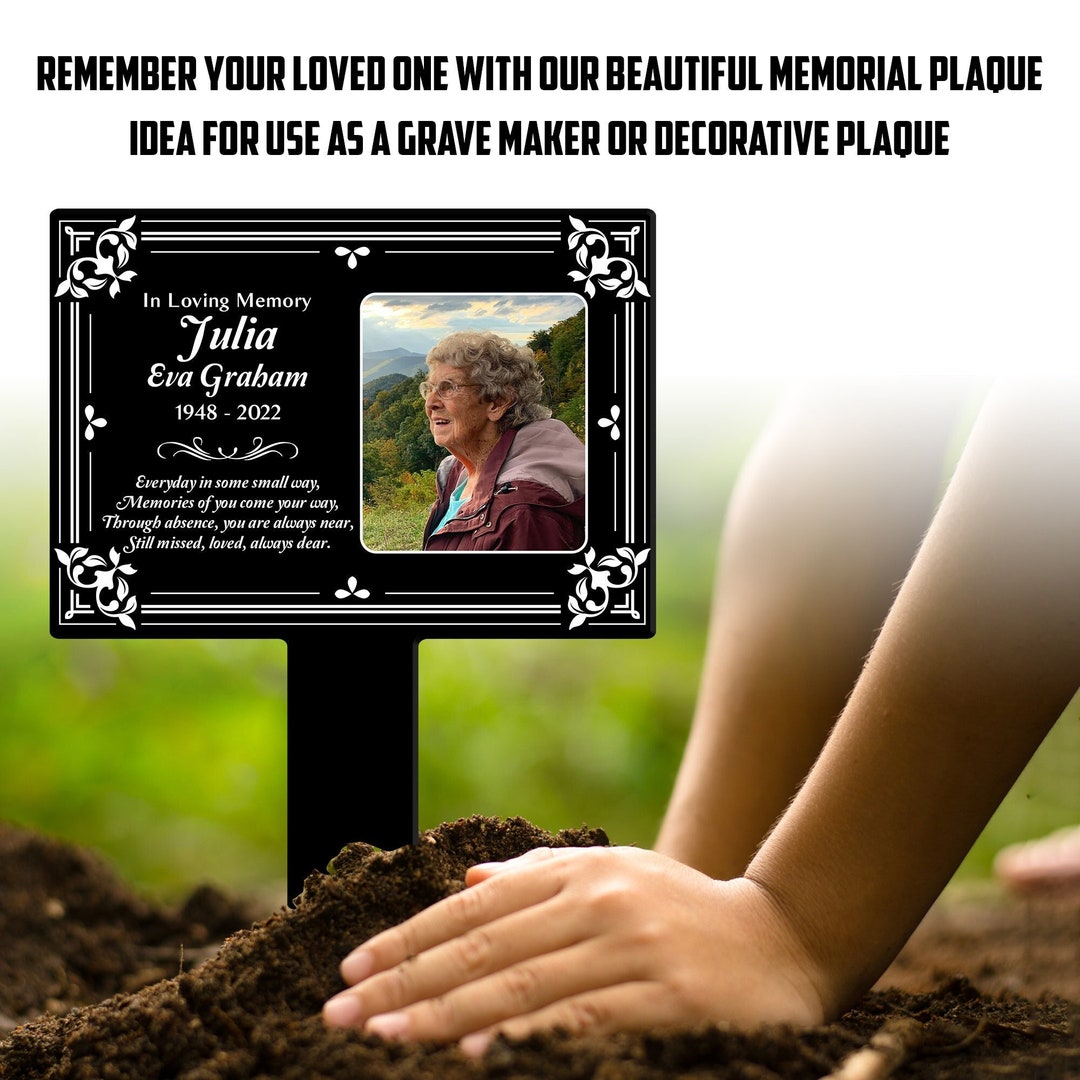 Garden Grave Marker Memorial Plaque With Photo Grave Etsy