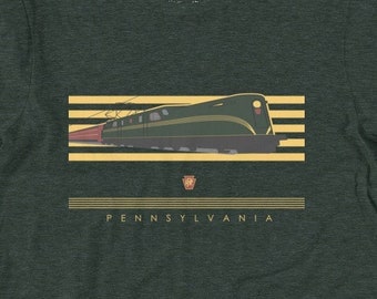 Camisa del tren del ferrocarril de Pensilvania, Broadway Limited, PRR, camiseta GG1