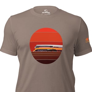 Southern Pacific Daylight train shirt, with setting sun, SP 4449 steam locomotive