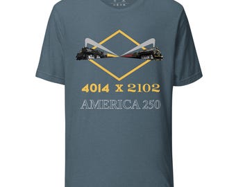 Camiseta de la locomotora de vapor 4014 Big Boy y 2102 – Camiseta de la gira del 250 aniversario de Estados Unidos – Camiseta conmemorativa para aficionados al ferrocarril de la región carbonífera de Pensilvania