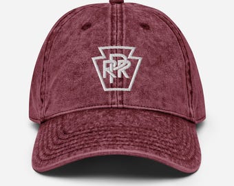 Gorra de sarga de algodón vintage con logotipo y colores del ferrocarril de carga de Pensilvania PRR