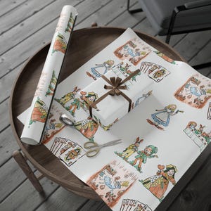 Papier do pakowania Alicja w Krainie Czarów - Opakowanie na prezent Szalonego Kapelusznika, Fantazyjne opakowanie na święta, fantazyjny prezent urodzinowy, bajkowa dekoracja przyjęcia,