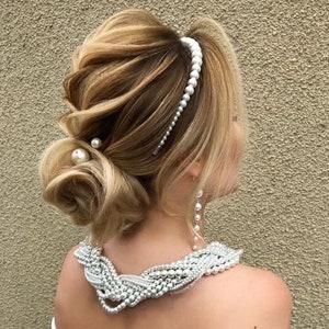 Chunky Pearl Necklace, Big Pearl Necklace, Bridal Pearl Necklace, Wedding Necklace, Statement, Chunky, Ear of pearls, Braided Pearl necklace