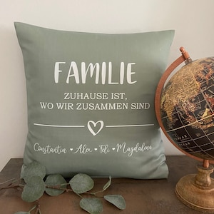 Personalized decorative cushion with the names of the whole family, 40x40, without zip